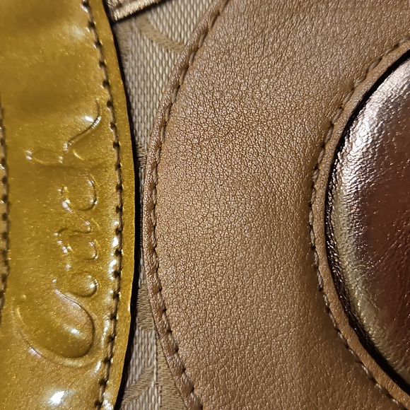 Coach Carly Patchwork Embossed Metallic Tote. Like New - Picture 4 of 13